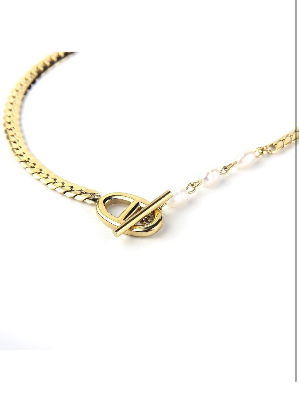 Minimalist Gold Pearl Chain Choker Necklace | Elegant Quiet Luxury Necklace - Picture 3 of 6